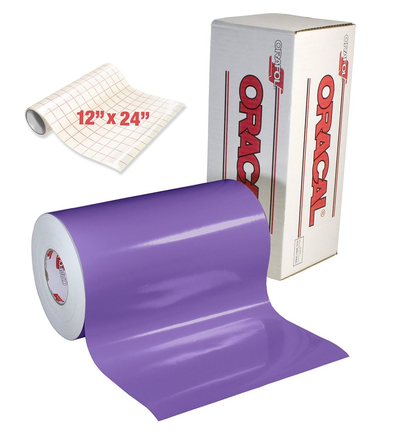 ORACAL 651 Gloss Lavender Adhesive Craft Vinyl for Cameo, Cricut & Silhouette Including Roll of Clear Transfer Paper (6ft x 12") - Image 1
